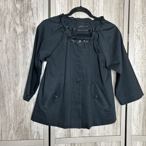 Theory Blazer Women Size S A Line Gathered Neckline Pockets Black Color